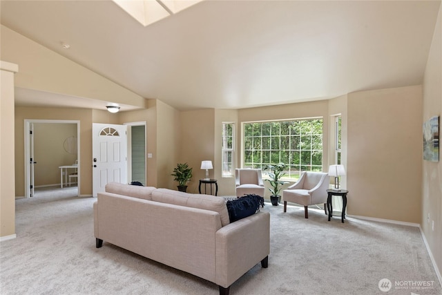 6401 151st St NW, Gig Harbor, WA 98332 - living room featuring light colored carpet and a skylight