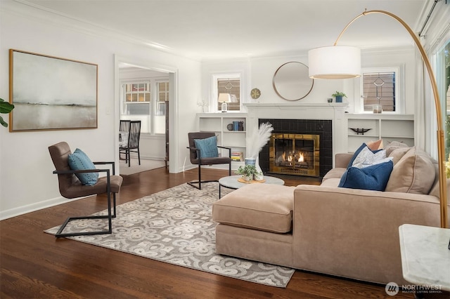 6518 18th Ave NE, Seattle, WA 98115 - living area featuring crown molding, wood finished floors, and a tile fireplace