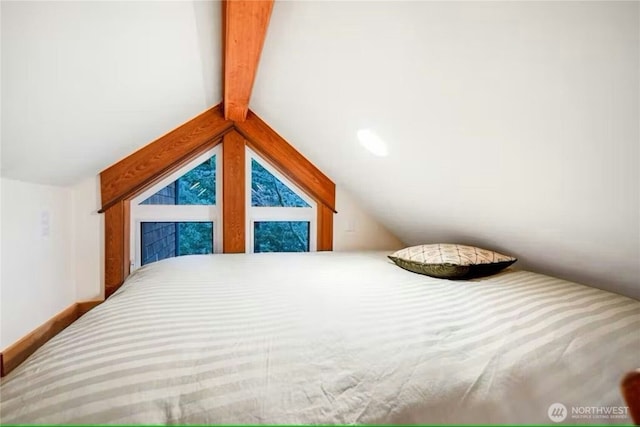 5579 NE Foster Rd, Bainbridge Island, WA 98110 - bedroom featuring vaulted ceiling