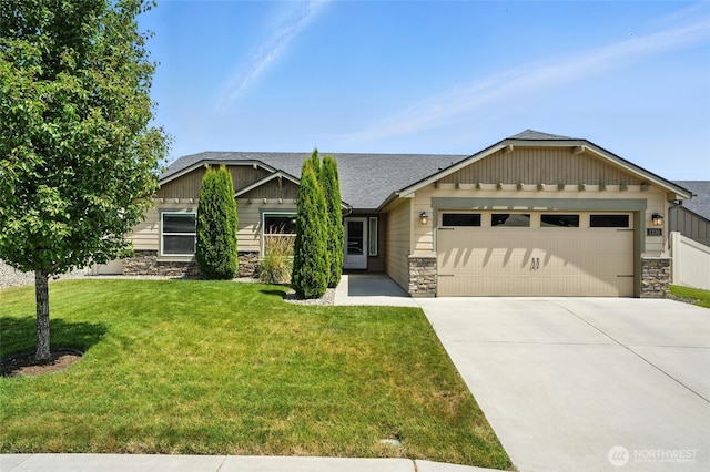 1330 Caprio Loop, Walla Walla, WA 99362 - craftsman house with stone siding, an attached garage, driveway, and roof with shingles