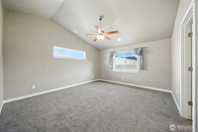 1330 Caprio Loop, Walla Walla, WA 99362 - empty room with lofted ceiling, carpet flooring, and a ceiling fan