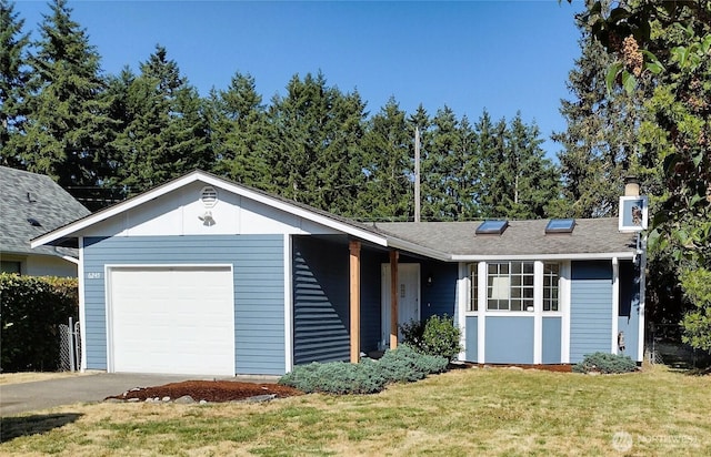 6245 S Huson St, Tacoma, WA 98409 - ranch-style house with a front lawn, a chimney, a garage, and driveway