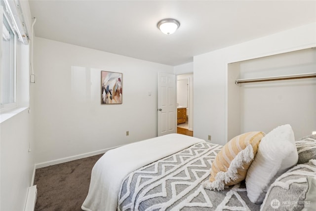 19520 Grannis Rd, Bothell, WA 98012 - carpeted bedroom with a closet and a baseboard radiator