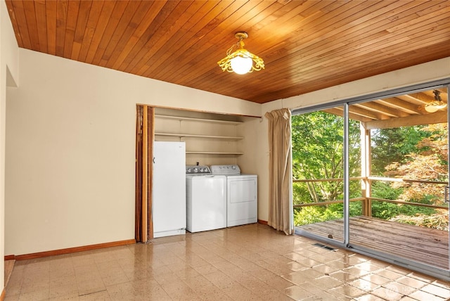4728 86th Ave SE, Mercer Island, WA 98040 - washroom featuring separate washer and dryer and wood ceiling