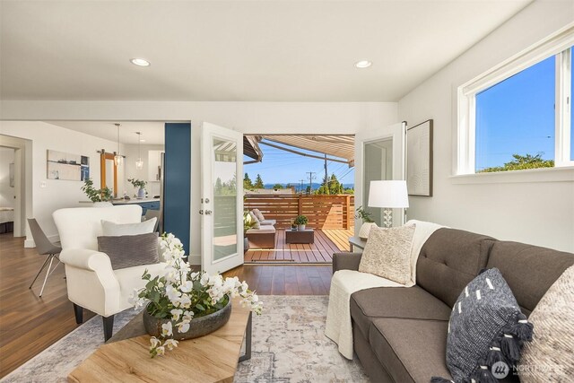 7554 34th Ave SW, Seattle, WA 98126 - living room featuring wood finished floors, healthy amount of natural light, and recessed lighting
