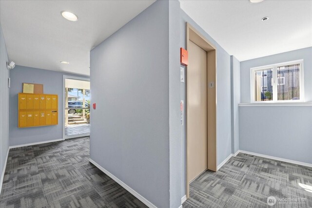 2448 NW 59th St Unit 301, Seattle, WA 98107 - hall featuring carpet flooring, plenty of natural light, recessed lighting, and elevator