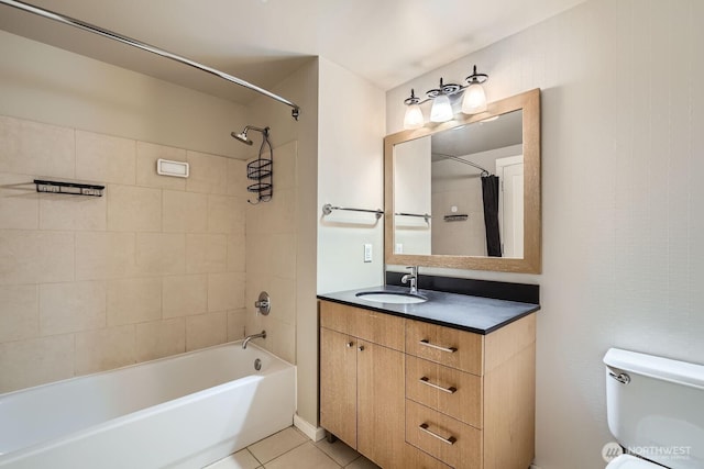 76 Cedar St Unit 806, Seattle, WA 98121 - full bathroom with tile patterned flooring, vanity, and shower / tub combo with curtain