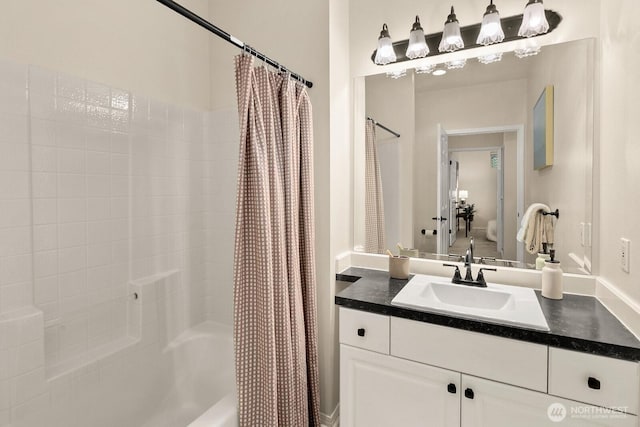 412 228th St SW Unit F101, Bothell, WA 98021 - full bathroom with vanity and shower / tub combo with curtain