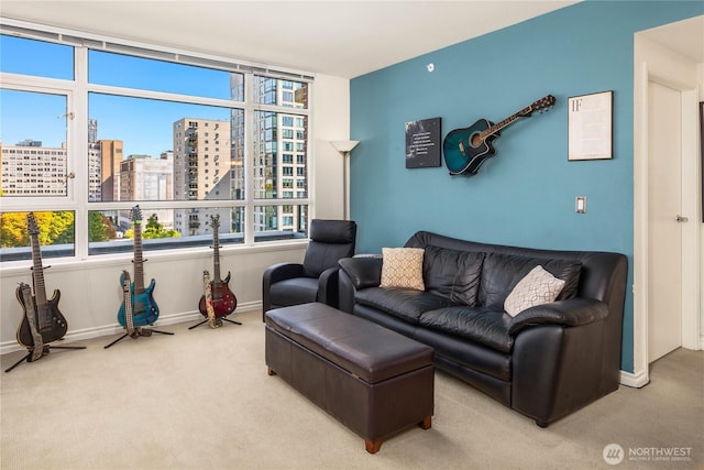 1420 Terry Ave Unit 1607, Seattle, WA 98101 - living room with carpet, plenty of natural light, and a city view