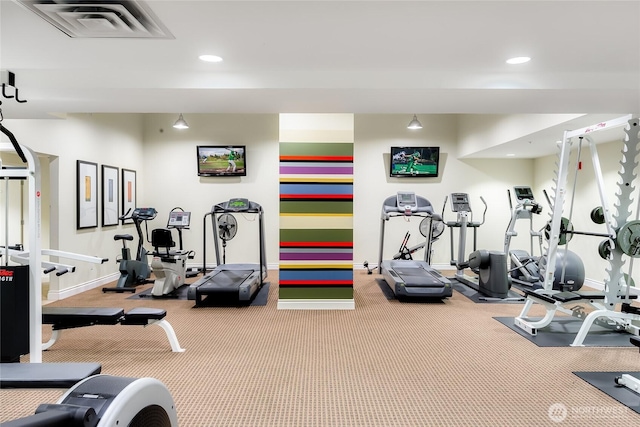 1420 Terry Ave Unit 1607, Seattle, WA 98101 - exercise room featuring carpet floors and recessed lighting