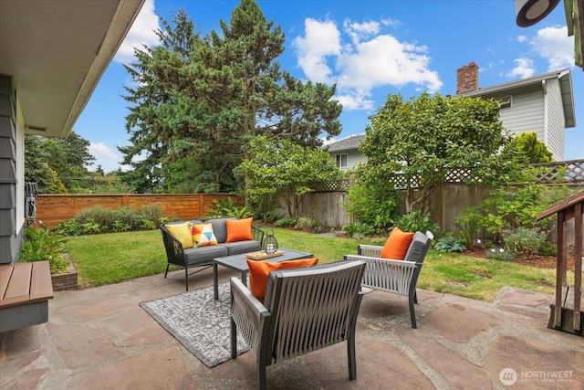 4301 1st Ave NW, Seattle, WA 98107 - fenced backyard featuring outdoor lounge area and a patio area