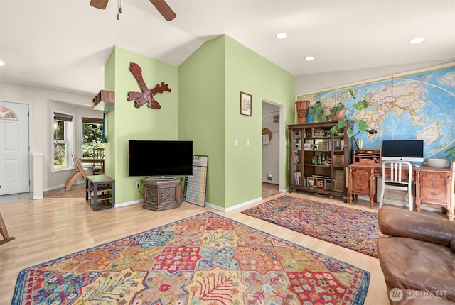 10 Cedar Pl, Bellingham, WA 98229 - living area featuring ceiling fan, wood finished floors, and recessed lighting