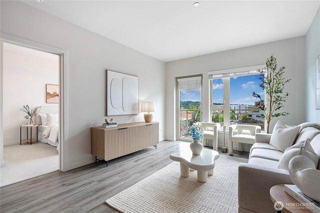 1760 NW 56th St Unit 520, Seattle, WA 98107 - living room featuring light wood-style floors