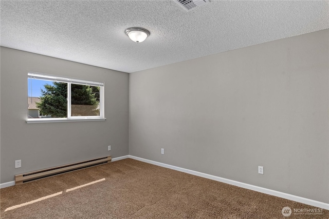 1315 Gaspar St, Wenatchee, WA 98801 - carpeted spare room featuring a baseboard radiator and a textured ceiling