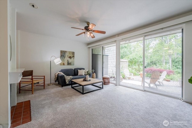 22703 Lakeview Dr Unit E5, Mountlake Terrace, WA 98043 - living room with plenty of natural light, carpet flooring, and ceiling fan