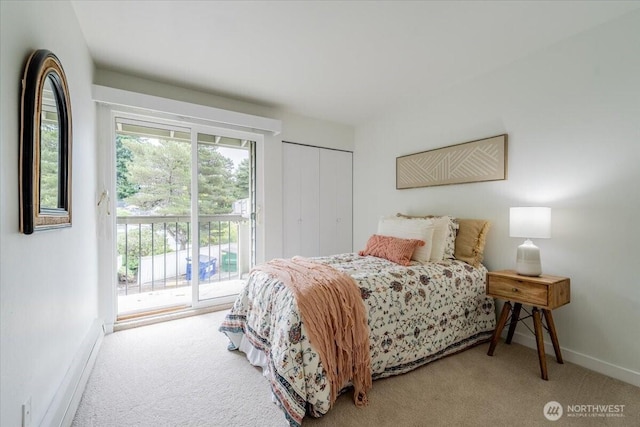 22703 Lakeview Dr Unit E5, Mountlake Terrace, WA 98043 - carpeted bedroom featuring access to exterior and a closet