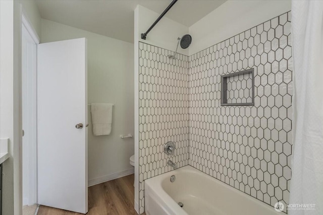 22703 Lakeview Dr Unit E5, Mountlake Terrace, WA 98043 - full bath featuring shower / tub combo and wood finished floors