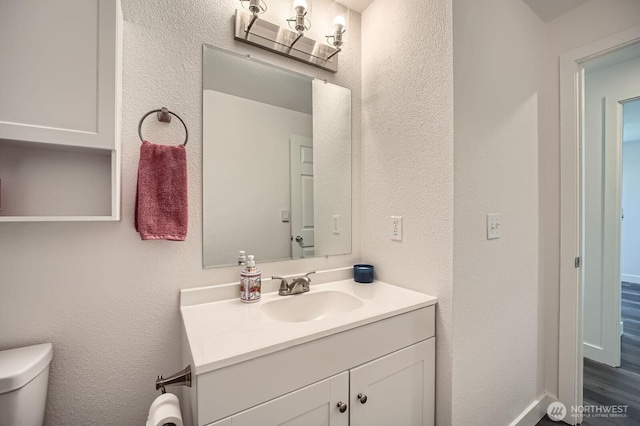 10985 SE 225th St, Kent, WA 98031 - bathroom with vanity and a textured wall