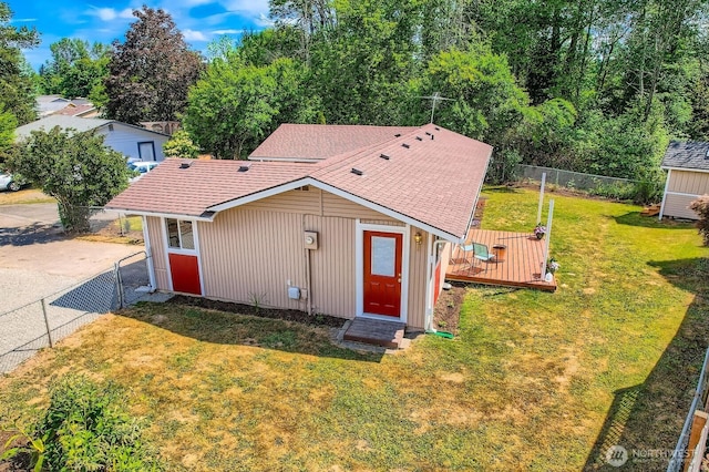 10985 SE 225th St, Kent, WA 98031 - view of front of property with a wooden deck and roof with shingles