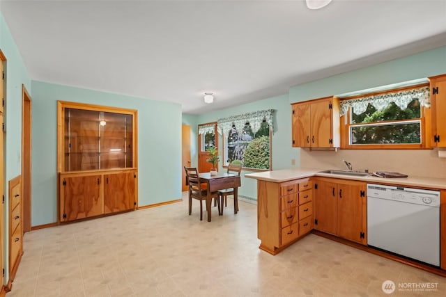 386 Mocliff Rd, Ephrata, WA 98823 - kitchen with dishwasher, light countertops, plenty of natural light, and a peninsula