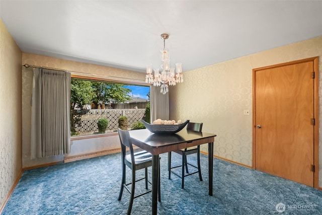 386 Mocliff Rd, Ephrata, WA 98823 - dining area with carpet flooring, a chandelier, and a baseboard heating unit