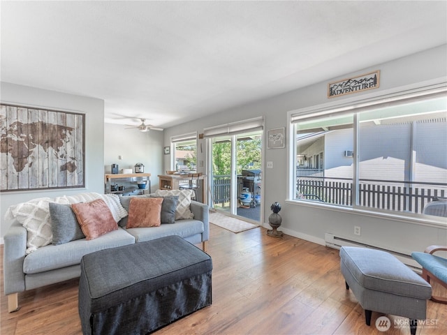 10 S Cove Ave Unit 21, Wenatchee, WA 98801 - living room with wood finished floors and a ceiling fan