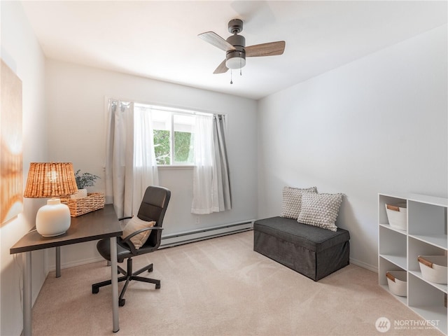 10 S Cove Ave Unit 21, Wenatchee, WA 98801 - carpeted home office with baseboard heating and a ceiling fan