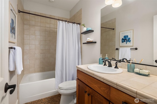 2542 12th Ave W, Seattle, WA 98119 - bathroom featuring vanity and shower / bath combo with shower curtain