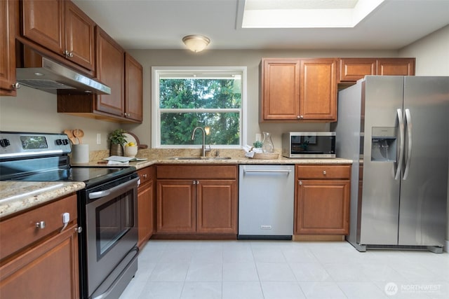 1638 Index Ave SE, Renton, WA 98058 - kitchen featuring appliances with stainless steel finishes, under cabinet range hood, and brown cabinetry