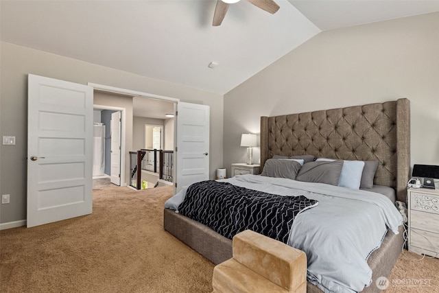 4921 Skylark St NE, Lacey, WA 98516 - bedroom featuring lofted ceiling, carpet, and ceiling fan