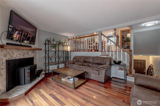 916 N 165th St Unit 7, Shoreline, WA 98133 - living room featuring wood finished floors and stairs