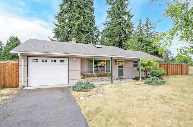 8618 94th St SW, Lakewood, WA 98498 - single story home featuring a garage, asphalt driveway, a chimney, and roof with shingles