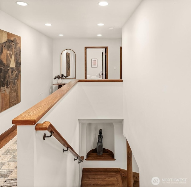 3103 Mount Rainier Dr S, Seattle, WA 98144 - stairway featuring recessed lighting and wood finished floors