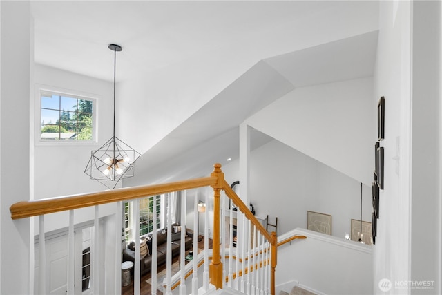 9220 NE 195th St, Bothell, WA 98011 - stairway featuring a chandelier