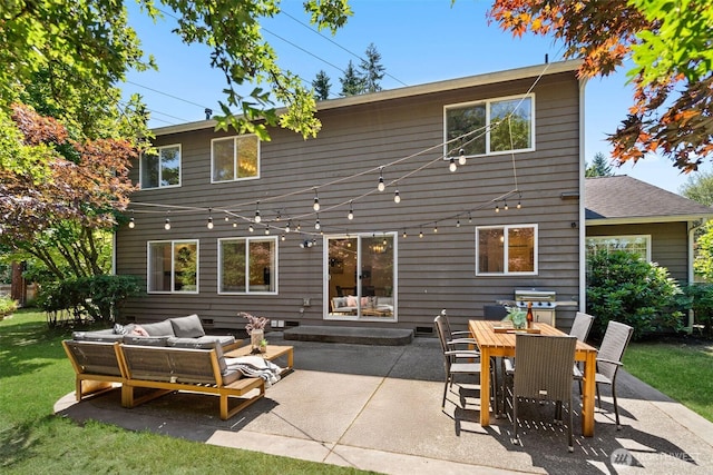 9220 NE 195th St, Bothell, WA 98011 - back of property featuring outdoor lounge area, a patio area, outdoor dining space, and a yard