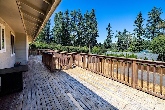 6808 NE 165th St, Kenmore, WA 98028 - deck featuring view of wooded area