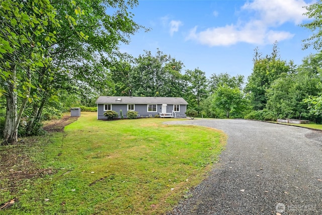 370 Van Wyck Rd, Bellingham, WA 98226 - view of front of home with a front yard and asphalt driveway