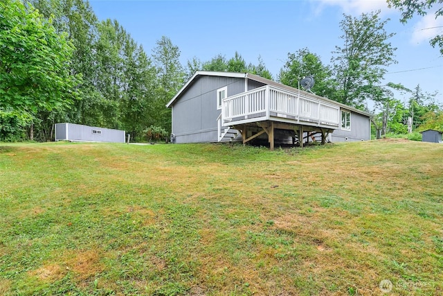 370 Van Wyck Rd, Bellingham, WA 98226 - rear view of house featuring a wooden deck and a yard