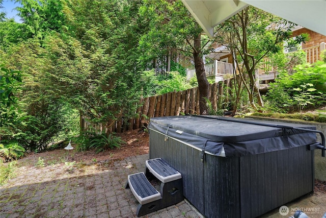 17 Beach Cabin Ln, Pacific Beach, WA 98571 - view of patio / terrace with a hot tub