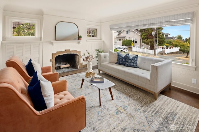 3106 NE 60th St, Seattle, WA 98115 - living area featuring wood finished floors and a fireplace with flush hearth