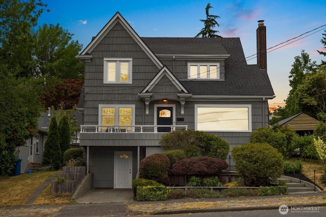 3106 NE 60th St, Seattle, WA 98115 - view of front of house featuring a chimney and a shingled roof