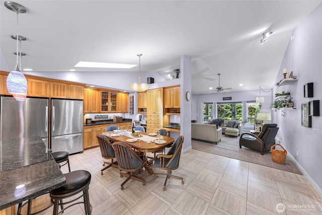 599 Loomis Trail Rd, Lynden, WA 98264 - dining room featuring lofted ceiling and a ceiling fan
