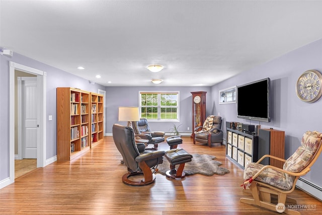 599 Loomis Trail Rd, Lynden, WA 98264 - living room featuring light wood-style floors, recessed lighting, and baseboard heating