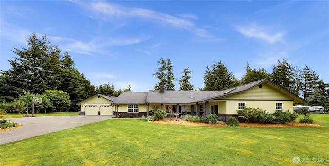 599 Loomis Trail Rd, Lynden, WA 98264 - ranch-style home with concrete driveway, a garage, and a front yard
