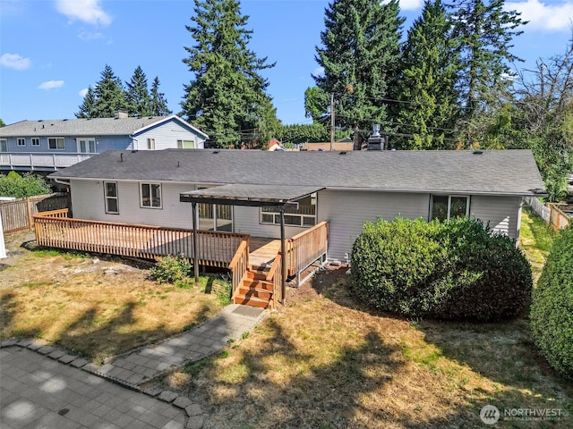 13511 SE 266th St, Kent, WA 98042 - back of house with a wooden deck and a yard