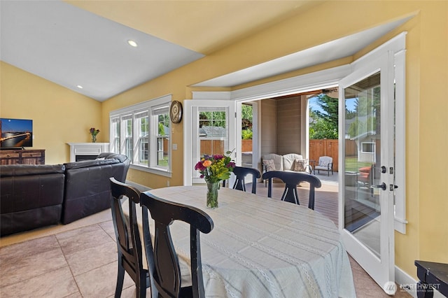 218 Lilly Ln, Mount Vernon, WA 98274 - dining room featuring plenty of natural light, lofted ceiling, french doors, and recessed lighting