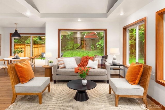 12407 Upper Preston Rd SE, Issaquah, WA 98027 - living room with plenty of natural light, recessed lighting, and light wood-style floors