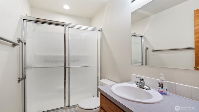 87 Sullivan Pl, Walla Walla, WA 99362 - full bathroom with a shower stall, vanity, and recessed lighting