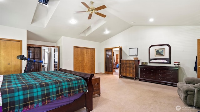 87 Sullivan Pl, Walla Walla, WA 99362 - carpeted bedroom featuring ceiling fan, a closet, and high vaulted ceiling
