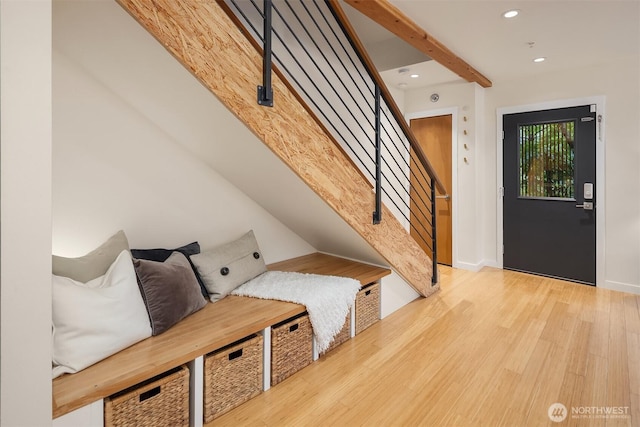 3659 Whitman Ave N, Seattle, WA 98103 - entryway featuring stairway, recessed lighting, and wood finished floors